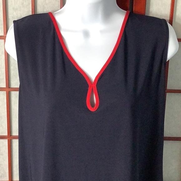 Tommy Hilfiger Tops - NWOT Tommy Hilfiger XL Tank Top Keyhole Front Navy Blue Red Sleeveless Shirt